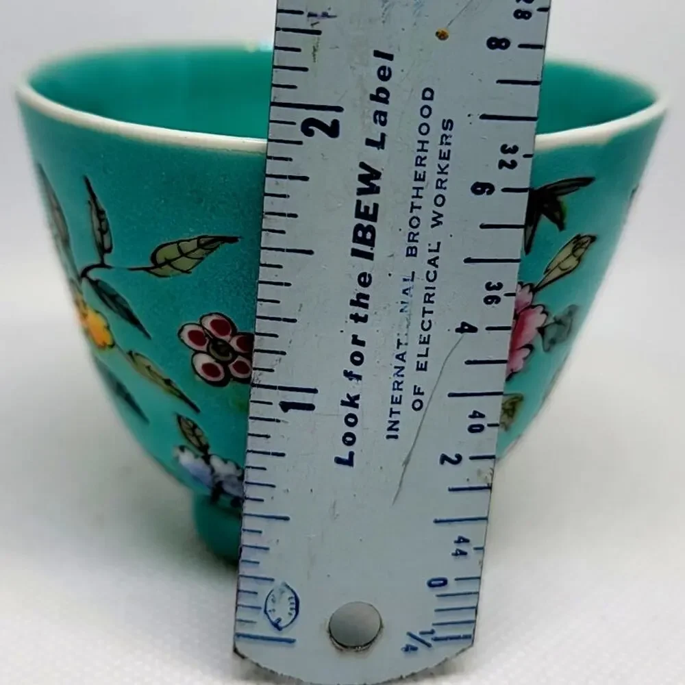 Chinese Turquoise Porcelain Bowl Famille Rose Jiangxi Province Qing Dynasty